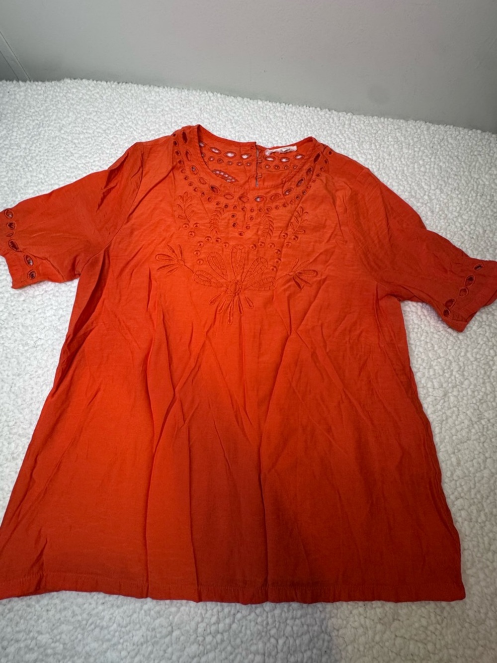 Current Air Eyelet Detail Orange Top